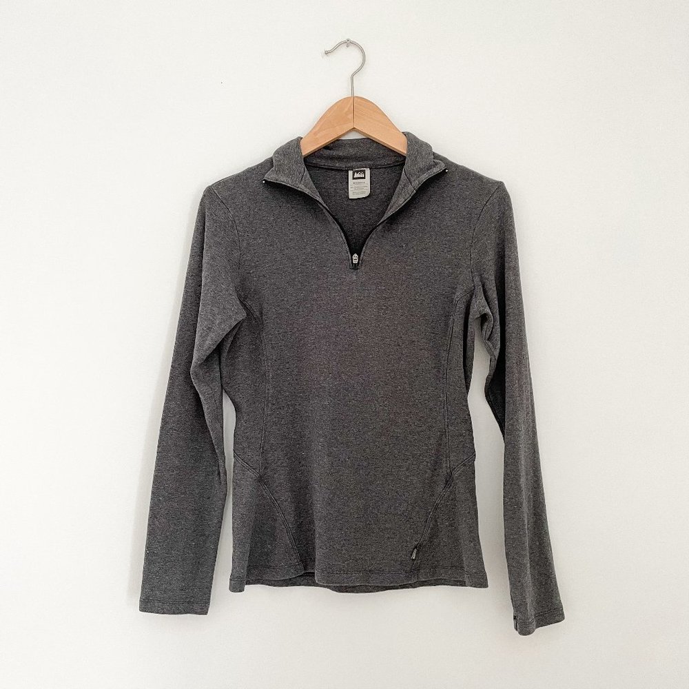 REI Charcoal Gray Quarter Zip Sweatshirt